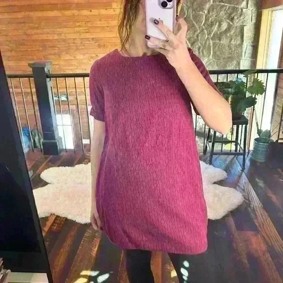 PEOPLE TREE Organic Cotton Pink Patterned Roomy Short Sleeve Mini Dress Women 4 - Picture 7 of 7